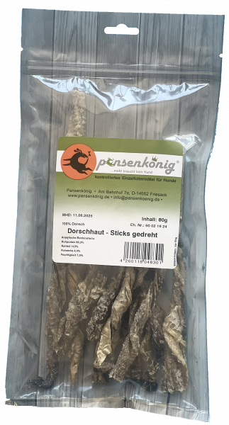 Dorschhaut Sticks gedreht 80g